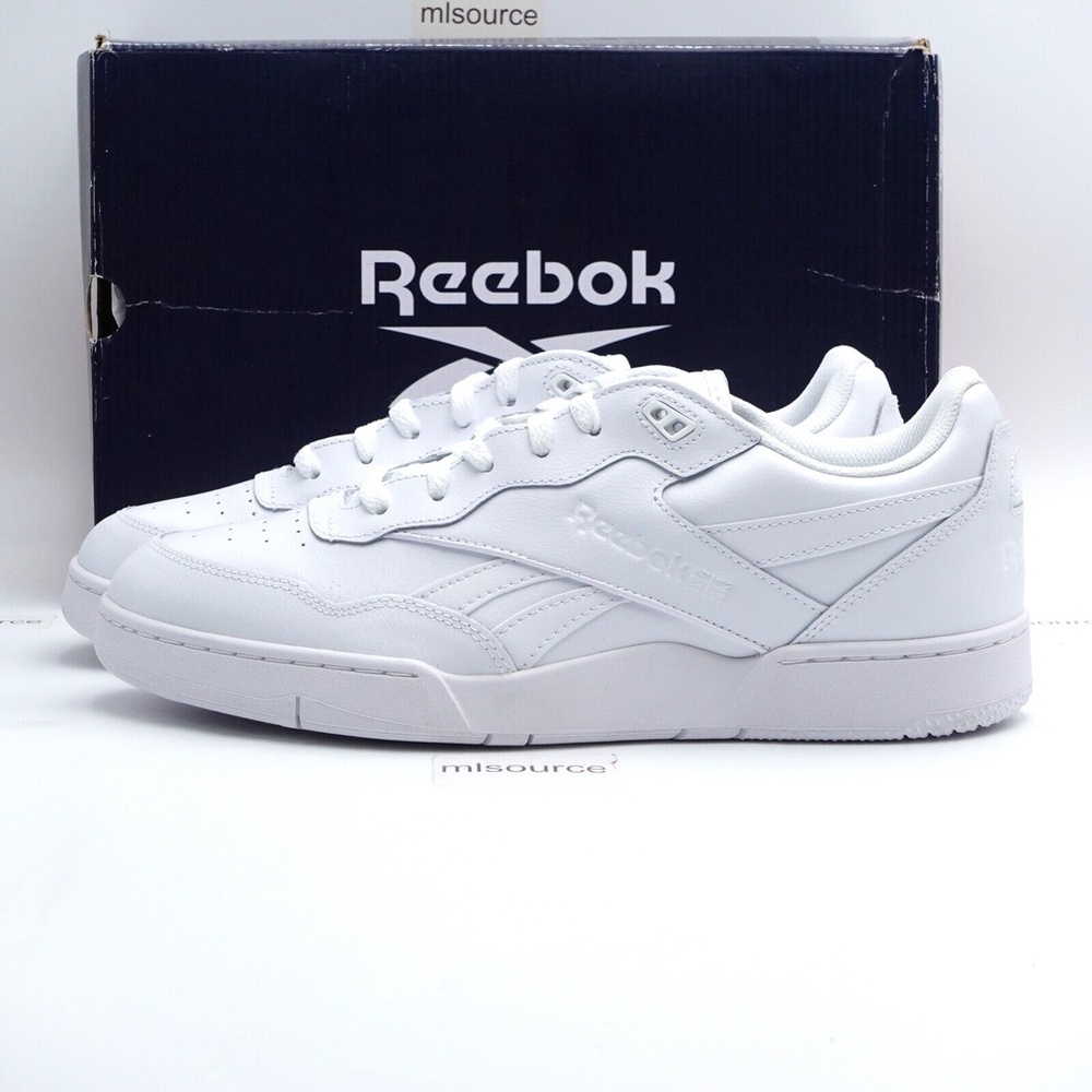 NEW Reebok BB 4000 II Leather Sneakers 100033737 Triple White - Picture 1 of 11